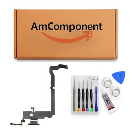 AmComponent - DOCK di ricambio per IPHONE XS MAX oro gold CONNETTORE CARICA RICARICA USB FLAT MICROFONO | Componente di ricambio con prestazioni a lunga durata con il dispositivo