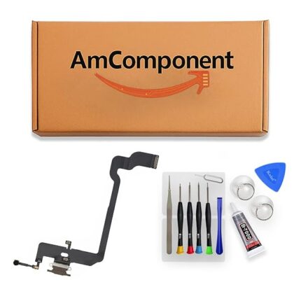AmComponent - DOCK di ricambio per IPHONE XS oro gold CONNETTORE CARICA RICARICA USB FLAT FLEX MICROFONO | Componente di ricambio con prestazioni a lunga durata con il dispositivo