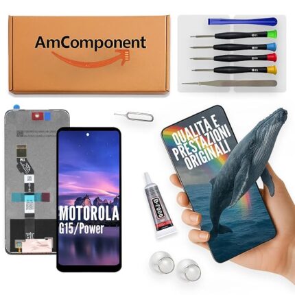AmComponent - Display di ricambio per Motorola Moto G15 XT2521 / POWER schermo vetro lcd | Componente di ricambio con luminosità intensa e risposta al tocco reattiva