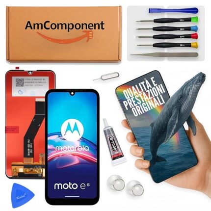 AmComponent - display LCD di ricambio per MOTOROLA MOTO E6I XT2053 schermo touch screen vetro | Componente di ricambio con luminosità intensa e risposta al tocco reattiva