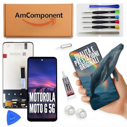 AmComponent - display LCD di ricambio per MOTOROLA MOTO G 5G XT2113 XT-2113 touch screen schermo vetro | Componente di ricambio con luminosità intensa e risposta al tocco reattiva