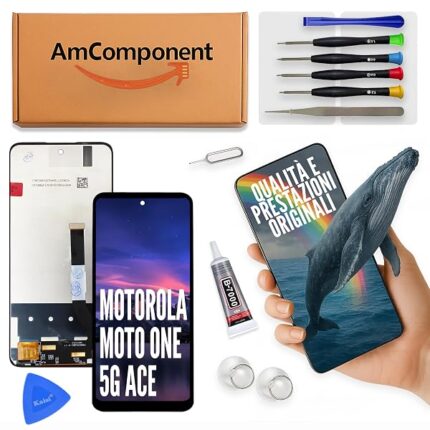AmComponent - display LCD di ricambio per MOTOROLA MOTO ONE 5G ACE touch screen schermo vetro | Componente di ricambio con luminosità intensa e risposta al tocco reattiva