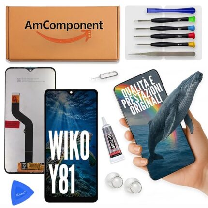 AmComponent - display LCD di ricambio per WIKO Y81 W-V680 touch screen vetro schermo | Componente di ricambio con luminosità intensa e risposta al tocco reattiva