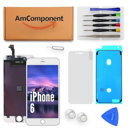 AmComponent - display TIANMA di ricambio per IPHONE 6 6G bianco schermo LCD + vetro touch screen frame | Componente di ricambio con luminosità intensa e risposta al tocco reattiva