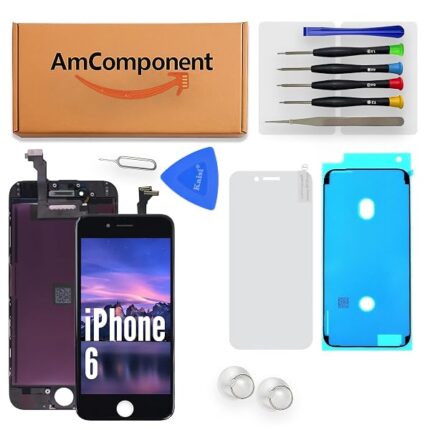 AmComponent - display TIANMA di ricambio per IPHONE 6 6G nero schermo LCD + vetro touch screen frame | Componente di ricambio con luminosità intensa e risposta al tocco reattiva