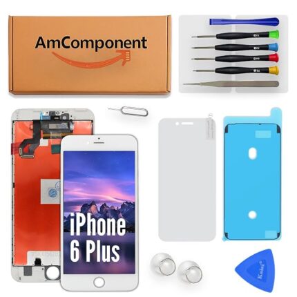 AmComponent - display TIANMA di ricambio per IPHONE 6 PLUS bianco schermo LCD + vetro touch screen + frame | Componente di ricambio con luminosità intensa e risposta al tocco reattiva