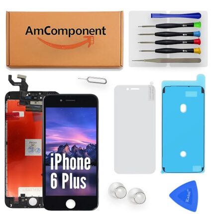 AmComponent - display TIANMA di ricambio per IPHONE 6 PLUS nero schermo LCD + vetro touch screen frame | Componente di ricambio con luminosità intensa e risposta al tocco reattiva