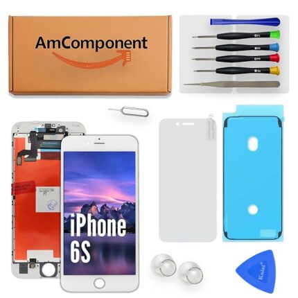AmComponent - display TIANMA di ricambio per IPHONE 6S bianco schermo LCD + vetro touch screen frame | Componente di ricambio con luminosità intensa e risposta al tocco reattiva
