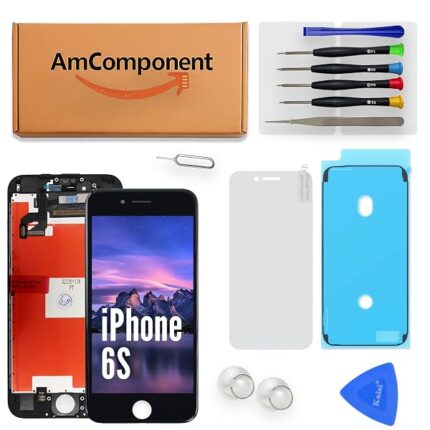 AmComponent - display TIANMA di ricambio per IPHONE 6S nero schermo LCD + vetro touch screen frame | Componente di ricambio con luminosità intensa e risposta al tocco reattiva