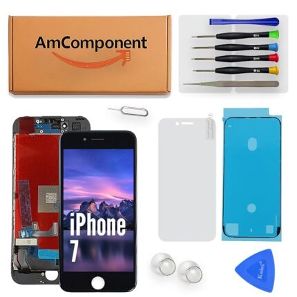 AmComponent - display TIANMA di ricambio per IPHONE 7 7G nero schermo LCD + vetro touch screen frame | Componente di ricambio con luminosità intensa e risposta al tocco reattiva