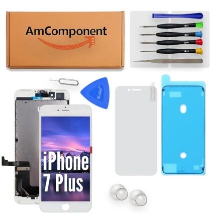 AmComponent - display TIANMA di ricambio per IPHONE 7 PLUS bianco schermo LCD + vetro touch screen frame | Componente di ricambio con luminosità intensa e risposta al tocco reattiva