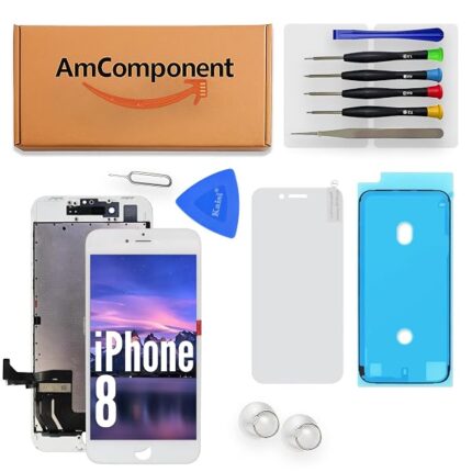 AmComponent - display TIANMA di ricambio per IPHONE 8 8G schermo LCD + vetro touch screen bianco METAL frame | Componente di ricambio con luminosità intensa e risposta al tocco reattiva