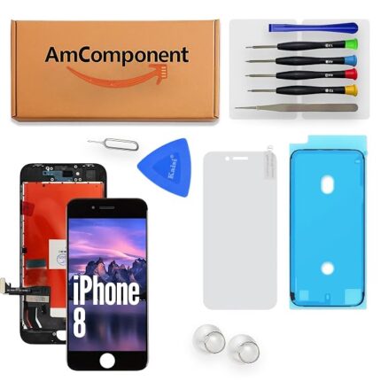 AmComponent - display TIANMA di ricambio per IPHONE 8 8G schermo LCD + vetro touch screen nero METAL frame | Componente di ricambio con luminosità intensa e risposta al tocco reattiva