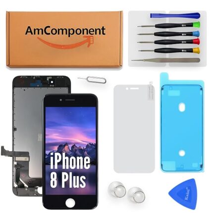 AmComponent - display TIANMA di ricambio per IPHONE 8 PLUS nero schermo LCD + vetro touch screen METAL frame | Componente di ricambio con luminosità intensa e risposta al tocco reattiva