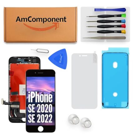 AmComponent - display TIANMA di ricambio per IPHONE SE (2020) (2022) schermo vetro LCD touch screen nero + frame | Componente di ricambio con luminosità intensa e risposta al tocco reattiva