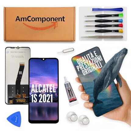 AmComponent - display di ricambio per ALCATEL 1S 2021 6025H 6025D A6025 6025 schermo vetro touch screen LCD MONITOR | Componente di ricambio con luminosità intensa e risposta al tocco reattiva