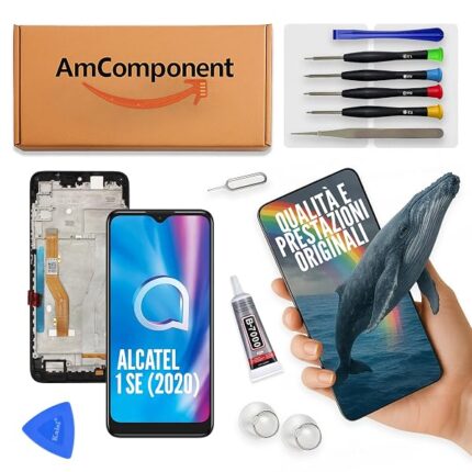 AmComponent - display di ricambio per ALCATEL 1SE 2020 5030A 5030D 5030E 5030F LCD frame touch screen vetro schermo | Componente di ricambio con luminosità intensa e risposta al tocco reattiva