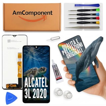 AmComponent - display di ricambio per ALCATEL 3L 2020 OT-5029 vetro LCD + touch screen schermo | Componente di ricambio con luminosità intensa e risposta al tocco reattiva