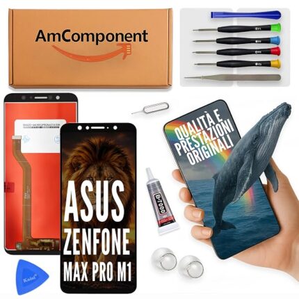 AmComponent - display di ricambio per ASUS ZENFONE MAX PRO M1 ZB601KL ZB602KL X00TD schermo LCD touch screen vetro | Componente di ricambio con luminosità intensa e risposta al tocco reattiva
