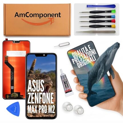 AmComponent - display di ricambio per ASUS ZENFONE MAX PRO M2 ZB630KL ZB631KL X01BDA schermo LCD vetro touch | Componente di ricambio con luminosità intensa e risposta al tocco reattiva