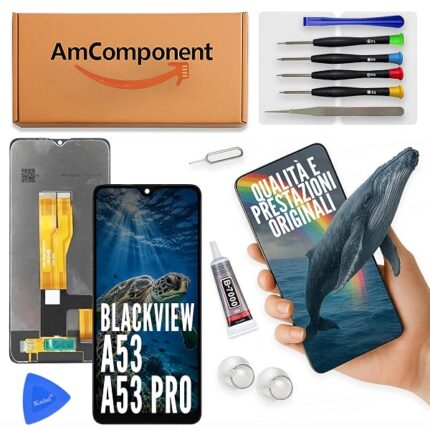 AmComponent - display di ricambio per BLACKVIEW A53 / A53 PRO schermo LCD touch screen vetro | Componente di ricambio con luminosità intensa e risposta al tocco reattiva
