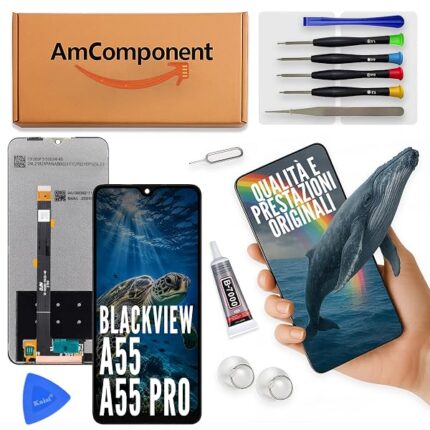 AmComponent - display di ricambio per BLACKVIEW A55 / A55 PRO schermo LCD touch screen vetro | Componente di ricambio con luminosità intensa e risposta al tocco reattiva