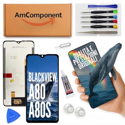 AmComponent - display di ricambio per BLACKVIEW A80 / A80S LCD + touch screen vetro schermo MONITOR | Componente di ricambio con luminosità intensa e risposta al tocco reattiva