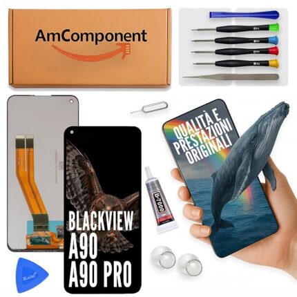 AmComponent - display di ricambio per BLACKVIEW A90 / A90 PRO schermo LCD touch screen vetro | Componente di ricambio con luminosità intensa e risposta al tocco reattiva