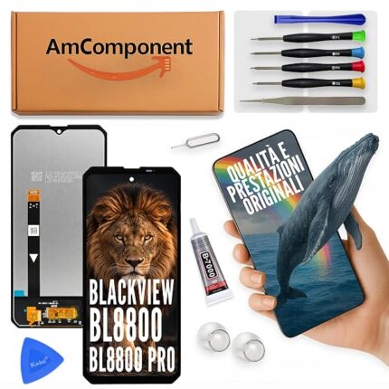 AmComponent - display di ricambio per BLACKVIEW BL8800 / BL8800 PRO vetro LCD touch schermo | Componente di ricambio con luminosità intensa e risposta al tocco reattiva