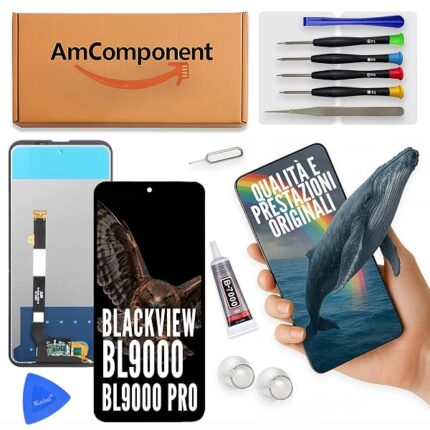 AmComponent - display di ricambio per BLACKVIEW BL9000 / BL9000 PRO vetro LCD touch schermo | Componente di ricambio con luminosità intensa e risposta al tocco reattiva