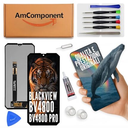 AmComponent - display di ricambio per BLACKVIEW BV4800 / BV4800 PRO schermo vetro LCD touch | Componente di ricambio con luminosità intensa e risposta al tocco reattiva
