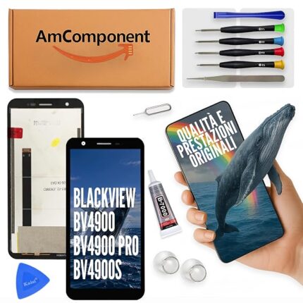 AmComponent - display di ricambio per BLACKVIEW BV4900 / BV4900 PRO / BV4900S LCD + touch screen vetro schermo | Componente di ricambio con luminosità intensa e risposta al tocco reattiva