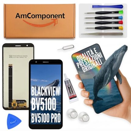 AmComponent - display di ricambio per BLACKVIEW BV5100 e BV5100 PRO LCD + touch screen vetro schermo MONITOR | Componente di ricambio con luminosità intensa e risposta al tocco reattiva