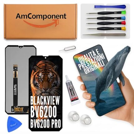 AmComponent - display di ricambio per BLACKVIEW BV6200 / BV6200 PRO schermo vetro LCD touch | Componente di ricambio con luminosità intensa e risposta al tocco reattiva