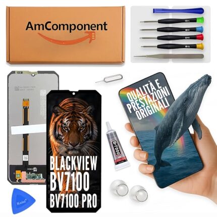 AmComponent - display di ricambio per BLACKVIEW BV7100 / BV7100 PRO schermo vetro LCD touch | Componente di ricambio con luminosità intensa e risposta al tocco reattiva
