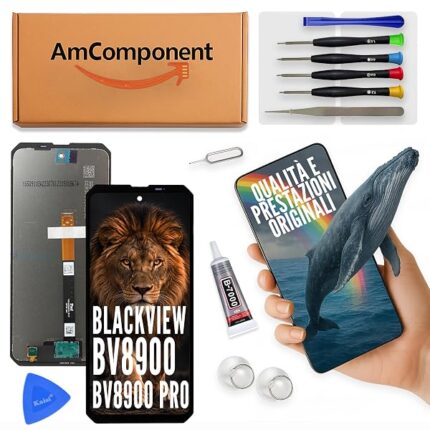 AmComponent - display di ricambio per BLACKVIEW BV8900 / BV8900 PRO vetro LCD touch schermo | Componente di ricambio con luminosità intensa e risposta al tocco reattiva