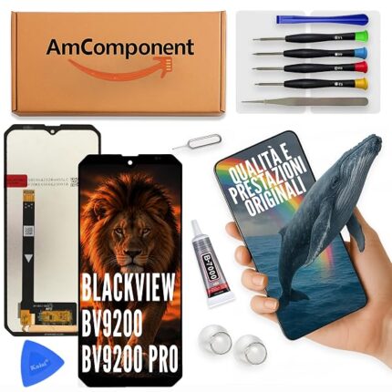 AmComponent - display di ricambio per BLACKVIEW BV9200 / BV9200 PRO schermo LCD touch vetro | Componente di ricambio con luminosità intensa e risposta al tocco reattiva