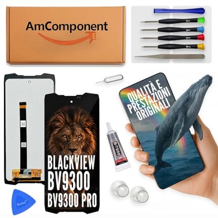 AmComponent - display di ricambio per BLACKVIEW BV9300 / BV9300 PRO vetro LCD touch schermo | Componente di ricambio con luminosità intensa e risposta al tocco reattiva