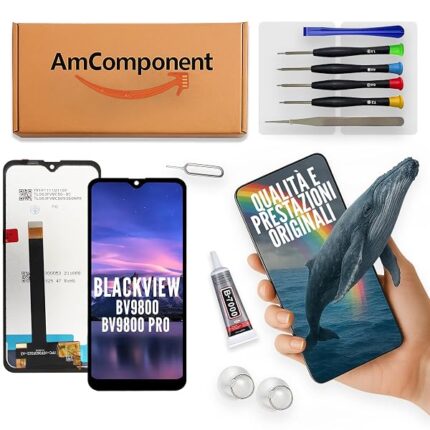 AmComponent - display di ricambio per BLACKVIEW BV9800 / BV9800 PRO schermo LCD touch vetro | Componente di ricambio con luminosità intensa e risposta al tocco reattiva