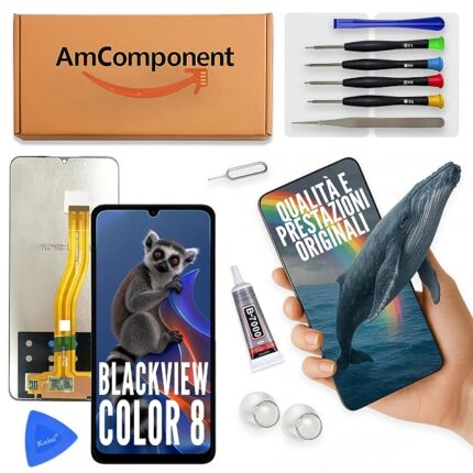 AmComponent - display di ricambio per BLACKVIEW COLOR 8 schermo LCD touch screen vetro | Componente di ricambio con luminosità intensa e risposta al tocco reattiva