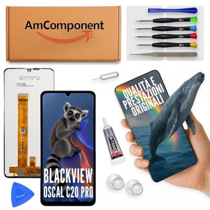 AmComponent - display di ricambio per BLACKVIEW OSCAL C20 PRO schermo LCD touch screen vetro | Componente di ricambio con luminosità intensa e risposta al tocco reattiva