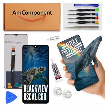 AmComponent - display di ricambio per BLACKVIEW OSCAL C60 schermo LCD touch screen vetro | Componente di ricambio con luminosità intensa e risposta al tocco reattiva