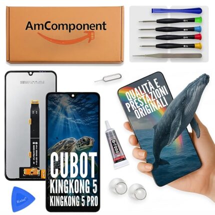AmComponent - display di ricambio per CUBOT KING KONG 5/5 PRO schermo LCD vetro touch screen | Componente di ricambio con luminosità intensa e risposta al tocco reattiva