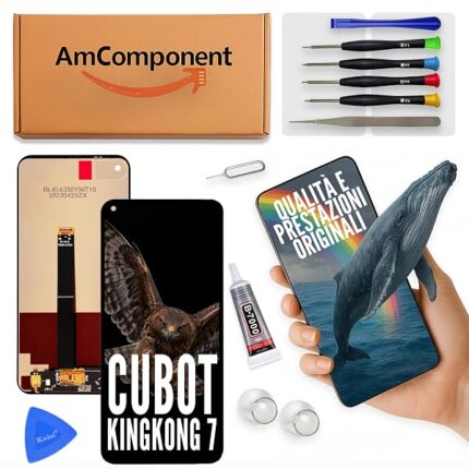 AmComponent - display di ricambio per CUBOT KING KONG 7 schermo LCD vetro touch screen ricambio | Componente di ricambio con luminosità intensa e risposta al tocco reattiva