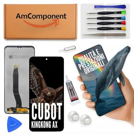 AmComponent - display di ricambio per CUBOT KING KONG AX schermo LCD vetro touch screen | Componente di ricambio con luminosità intensa e risposta al tocco reattiva