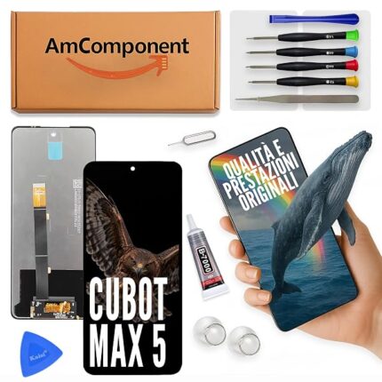 AmComponent - display di ricambio per CUBOT MAX 5 schermo LCD vetro touch screen | Componente di ricambio con luminosità intensa e risposta al tocco reattiva