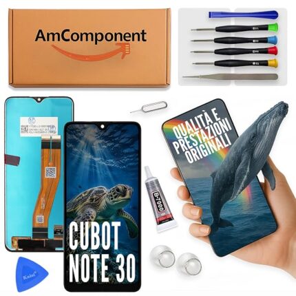 AmComponent - display di ricambio per CUBOT NOTE 30 schermo LCD touch screen vetro MONITOR | Componente di ricambio con luminosità intensa e risposta al tocco reattiva