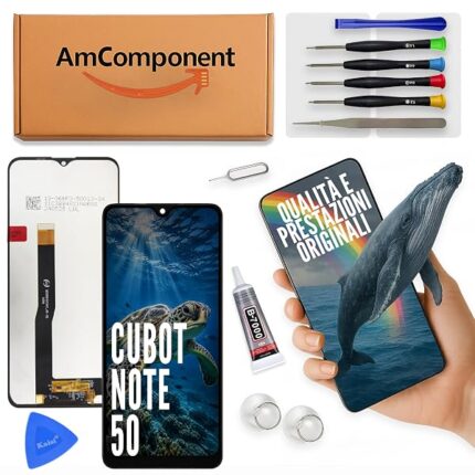 AmComponent - display di ricambio per CUBOT NOTE 50 schermo LCD vetro touch screen ricambio | Componente di ricambio con luminosità intensa e risposta al tocco reattiva