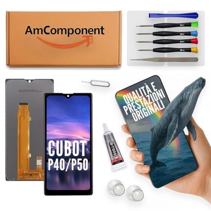 AmComponent - display di ricambio per CUBOT P40 / P50 schermo LCD vetro touch screen ricambio | Componente di ricambio con luminosità intensa e risposta al tocco reattiva