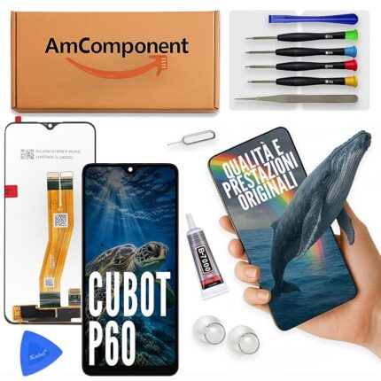 AmComponent - display di ricambio per CUBOT P60 schermo LCD + vetro touch screen | Componente di ricambio con luminosità intensa e risposta al tocco reattiva